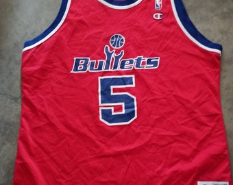 Vintage 90s Champion Washington Bullets Chris Webber Jersey Red