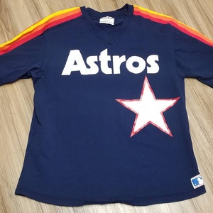 Houston ASTROS Jersey 80's Rainbow Shirt/ Rare Sewn Sand