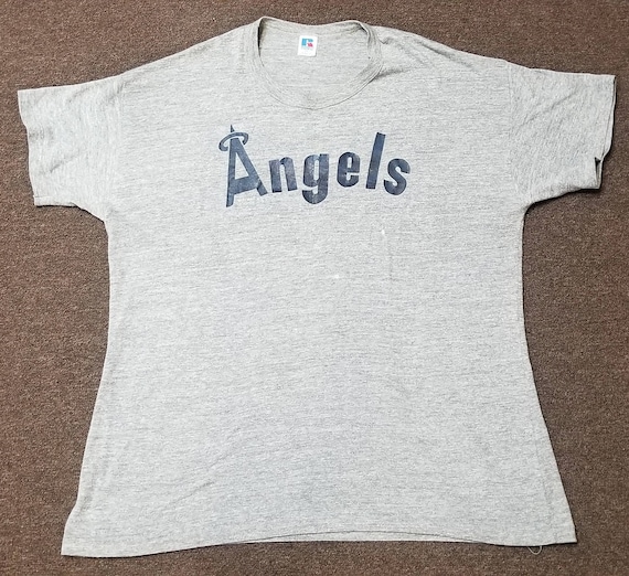 Vintage Majestic Los Angeles Angels Button T-Shirt Blue by Genuine  Merchandise