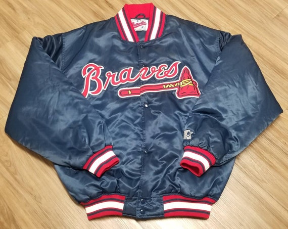 Vintage 90s Atlanta Braves MLB Baseball Jacket from Back to Snap