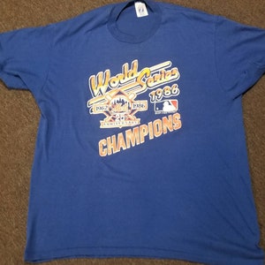 Men's New York Mets Nike Royal 1986 World Series 35th Anniversary Infamous  T-Shirt