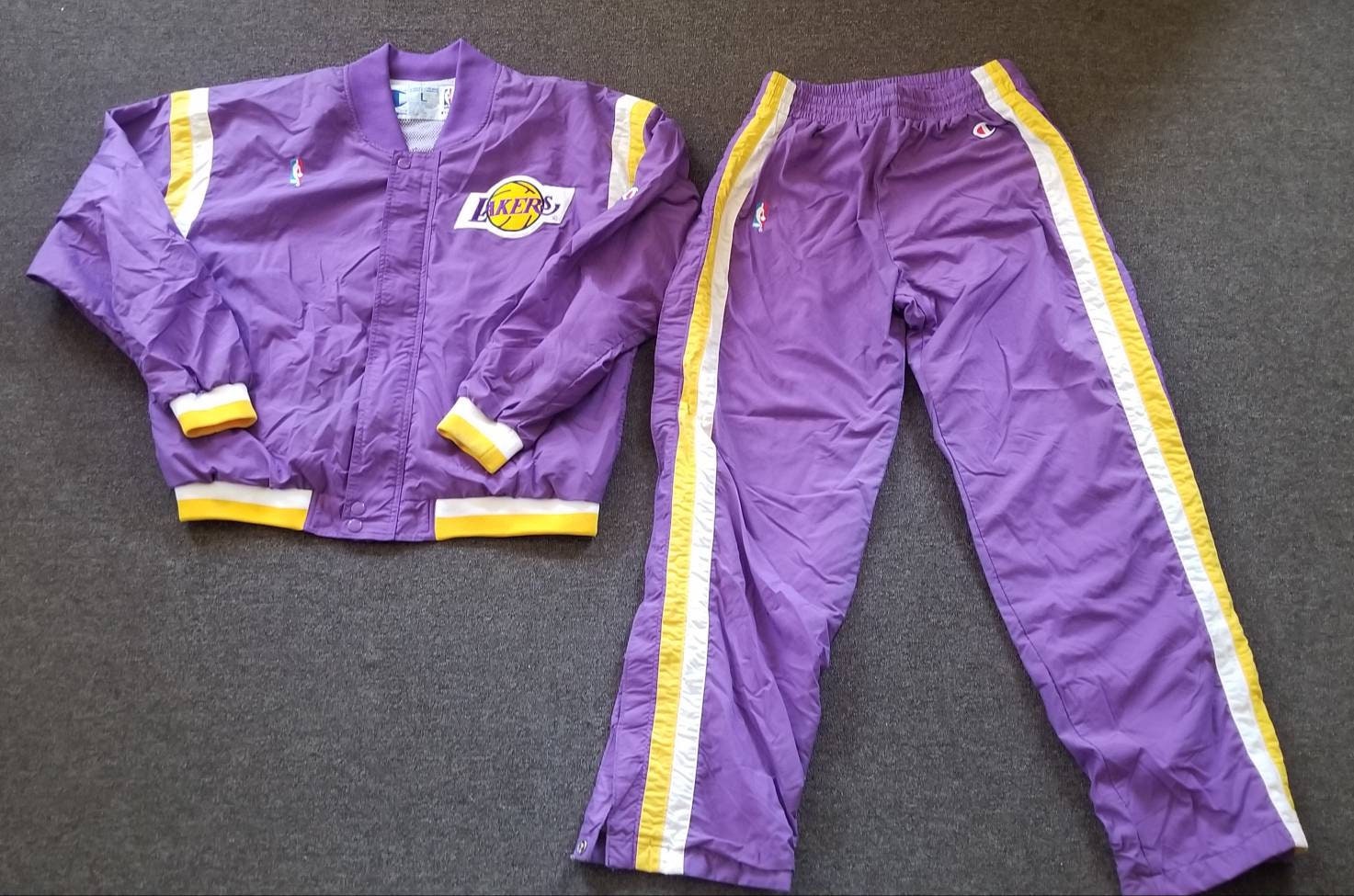 90s Mens Large Los Angeles Lakers champion warm up jacket pants, lakers  jacket 90s,lakers warm ups,lakers warm up jacket