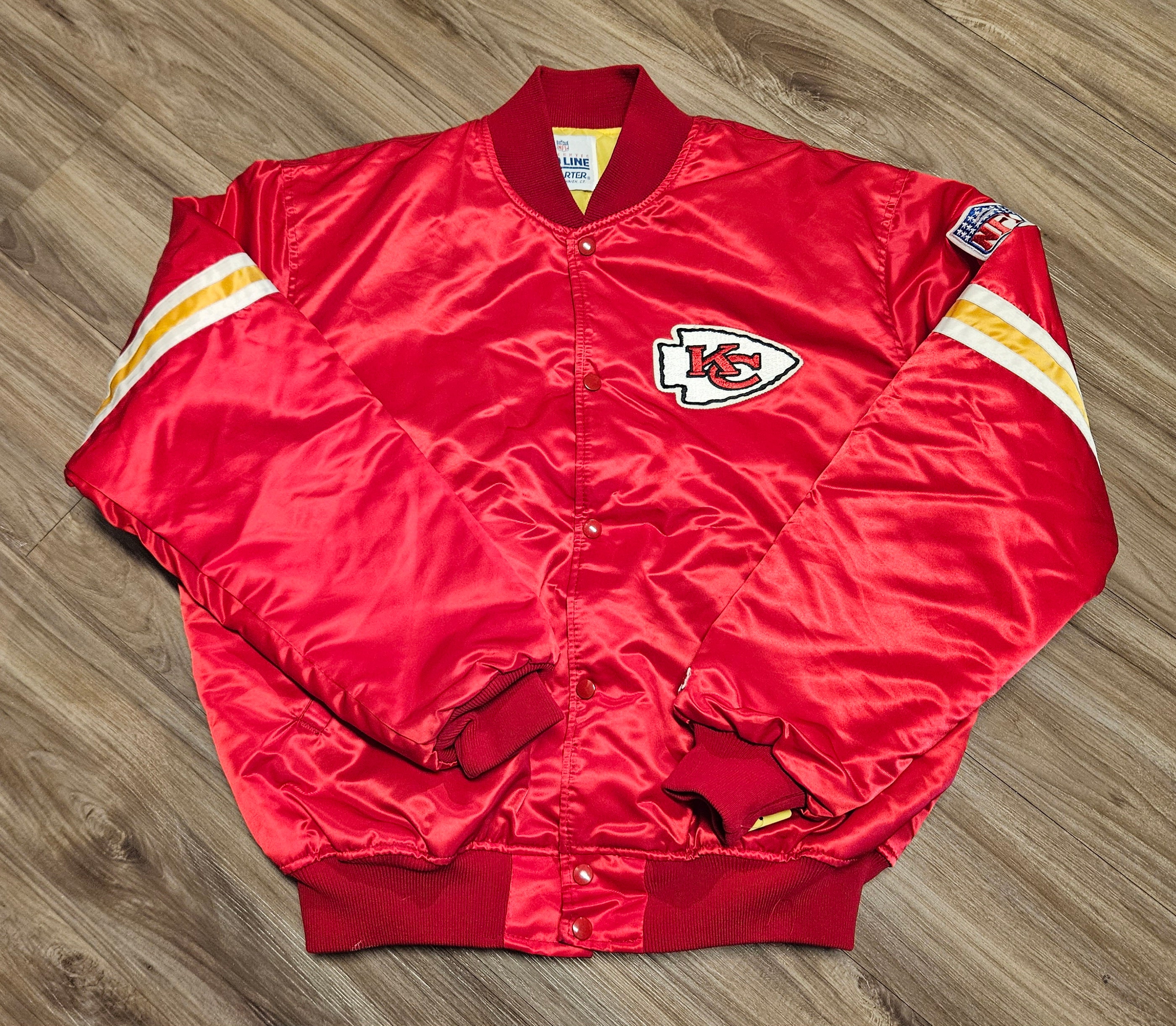 ジャケット・アウター 90s USA STARTER Kansas City Chiefs M Vintage 1990s Kansas City Chiefs Starter Pouch Color Block