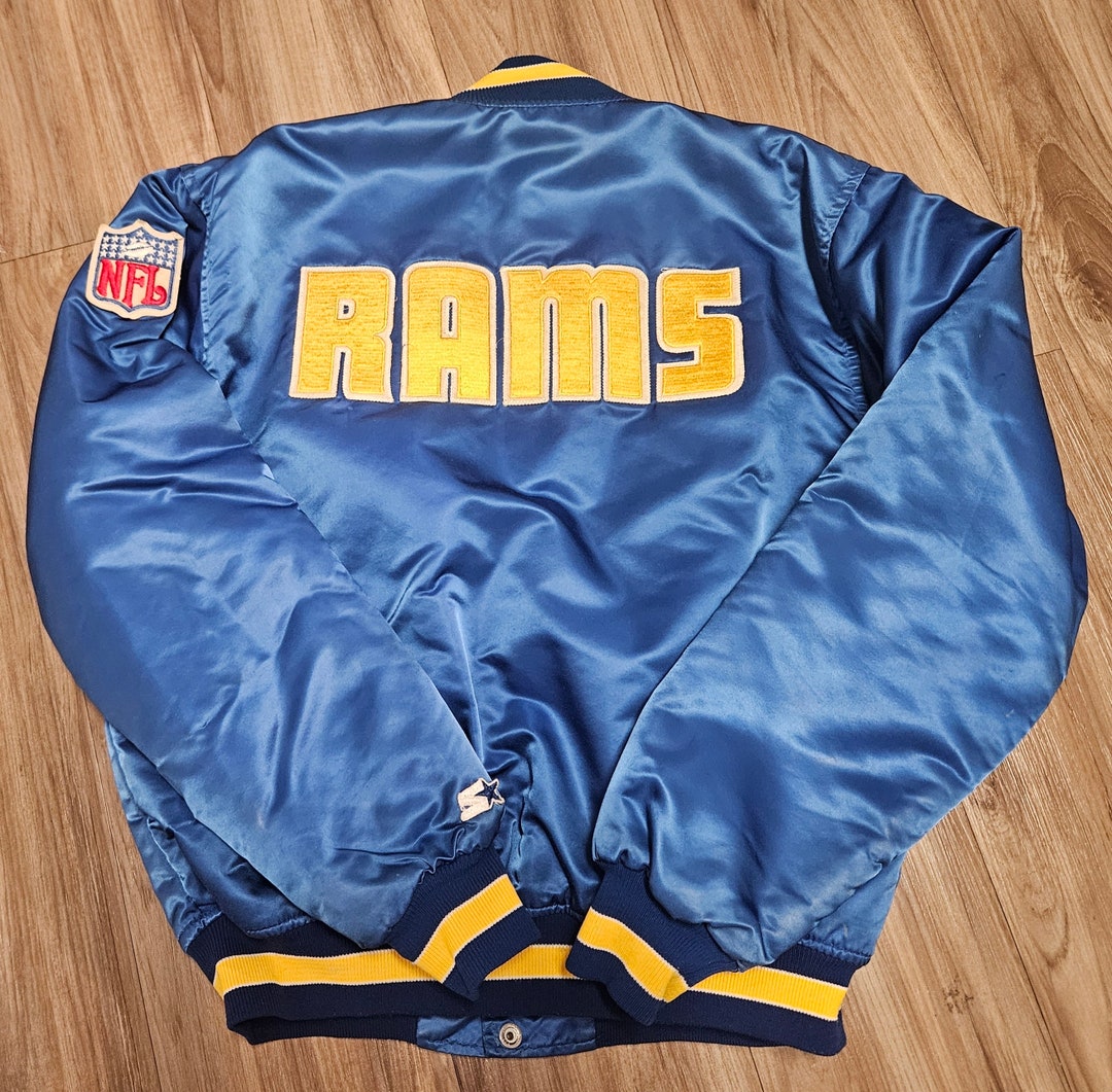 【レア】80s Delong Rams LINDA SATIN JKT USA Vintage 1980s Los Angeles LA Rams Chalk Line Satin Bomber
