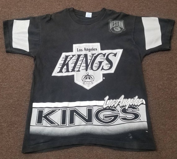 Vintage CCM NHL LA Kings Black T-Shirt Size Large For Men Made In Mexico