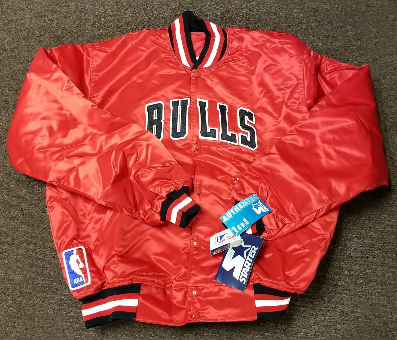 vtg rare Chicago Bulls Color Block Starter Full Zip Warm Up Jacket Mens XL