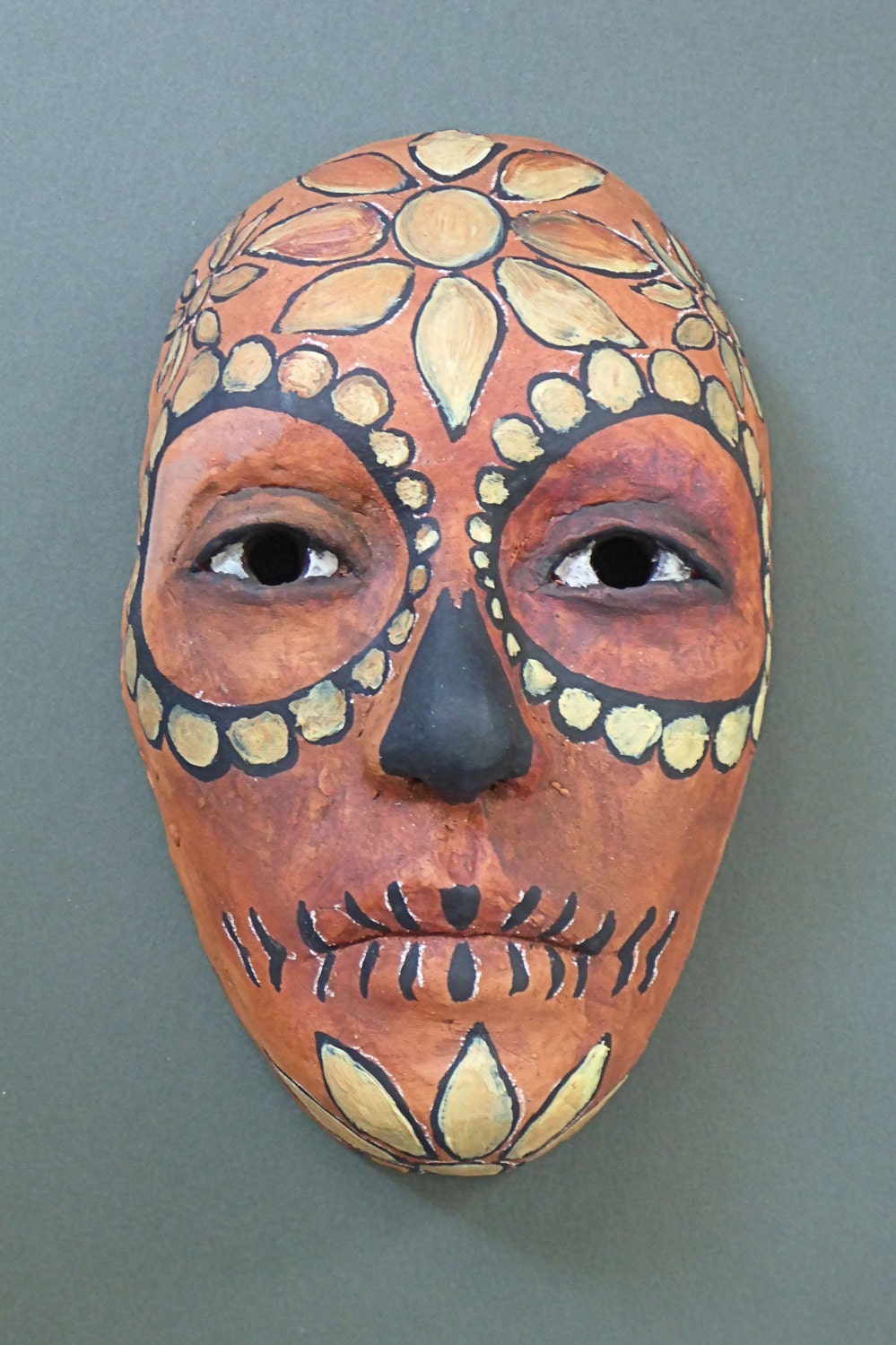 hand painted ceramic mask inspired by the day of the dead and Etsy