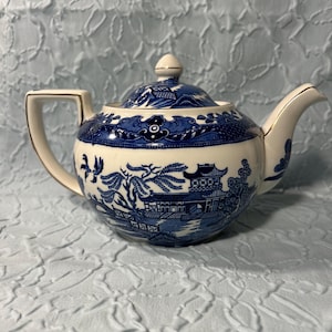 Burleigh Ware Vintage Blue Floral Teapot