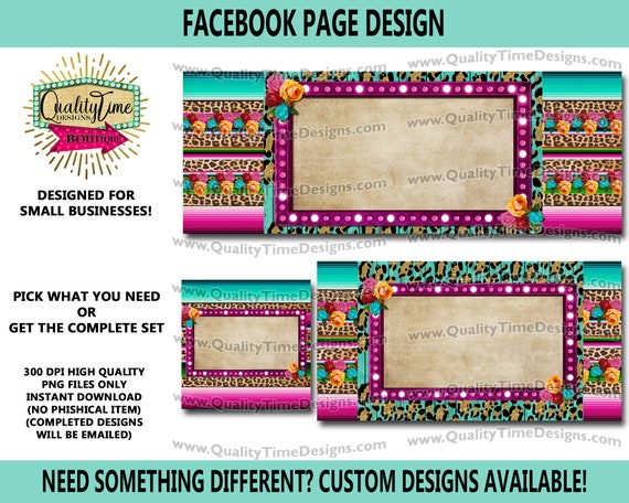 Pre Made Social Media Page Design - Business Branding Kit Set 015 - Funky Serape Background with marquee BOHO West