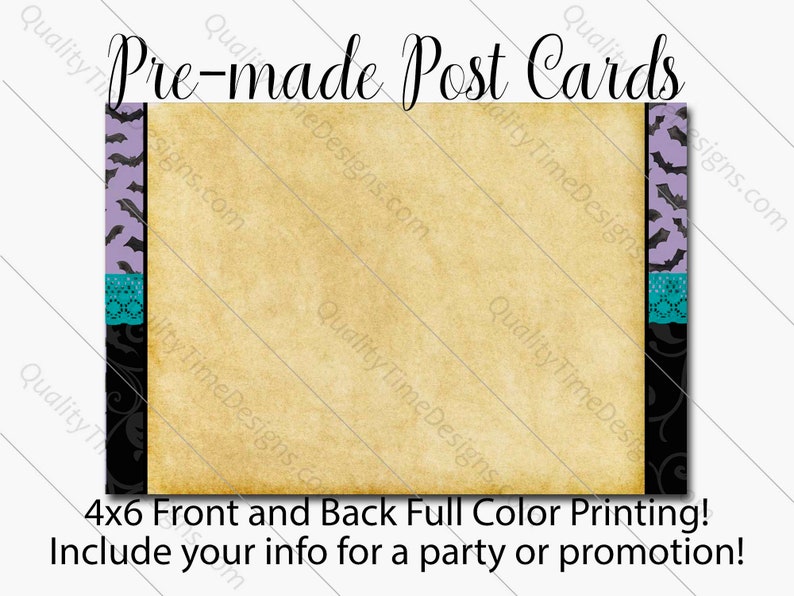 Full Color Print Front and Back Professionaly Printed Halloween Witch Party or Busines/_ Custom 4 x 6 Post Card Design and Printing