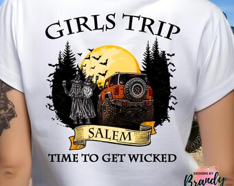 Camiseta naranja personalizada para grupo de Halloween, camiseta Salem Get Wicked, camiseta personalizada para eventos, camiseta para club de Halloween, camiseta para viaje de amigos, camiseta personalizada con bolsillo