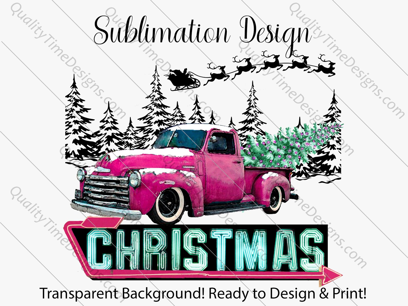 Christmas Truck 002 Clip art transparent background Santa | Etsy