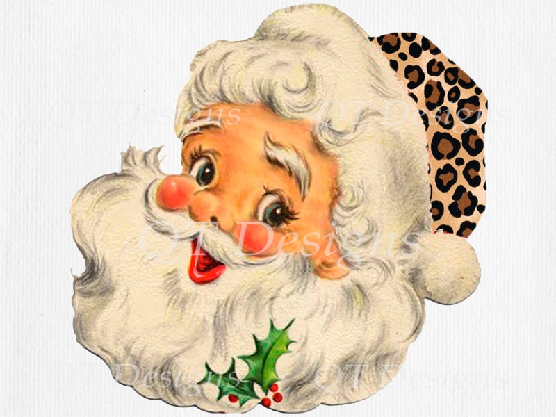 Christmas Santa Head Leopard Hat Clip art transparent background Santa