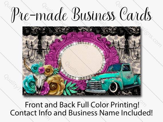 Vintage Diva Set Premade Design for Custom Business Cards Full Color Printing Front and Back marquee truck crown cactus vintage Vintage Diva Set Premade Design for Custom Business Cards Full Color Printing Front and Back marquee truck crown cactus vintage