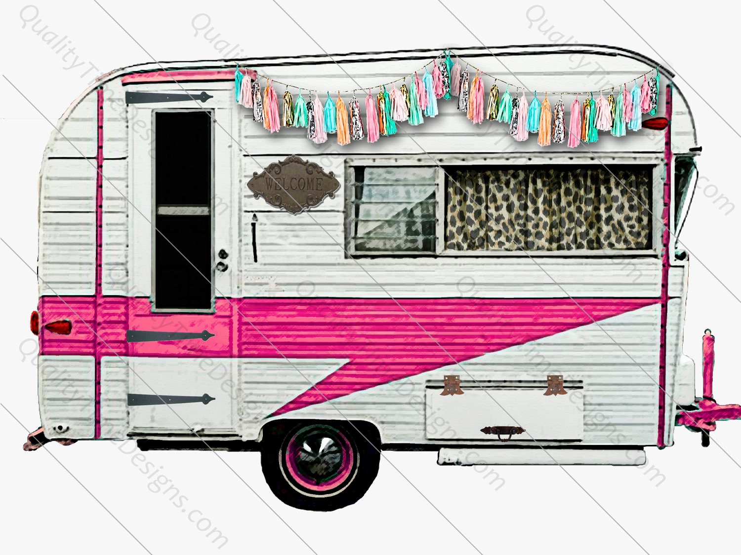 Instant Digital Download Vintage Happy Camper PNG Graphic Clip Art