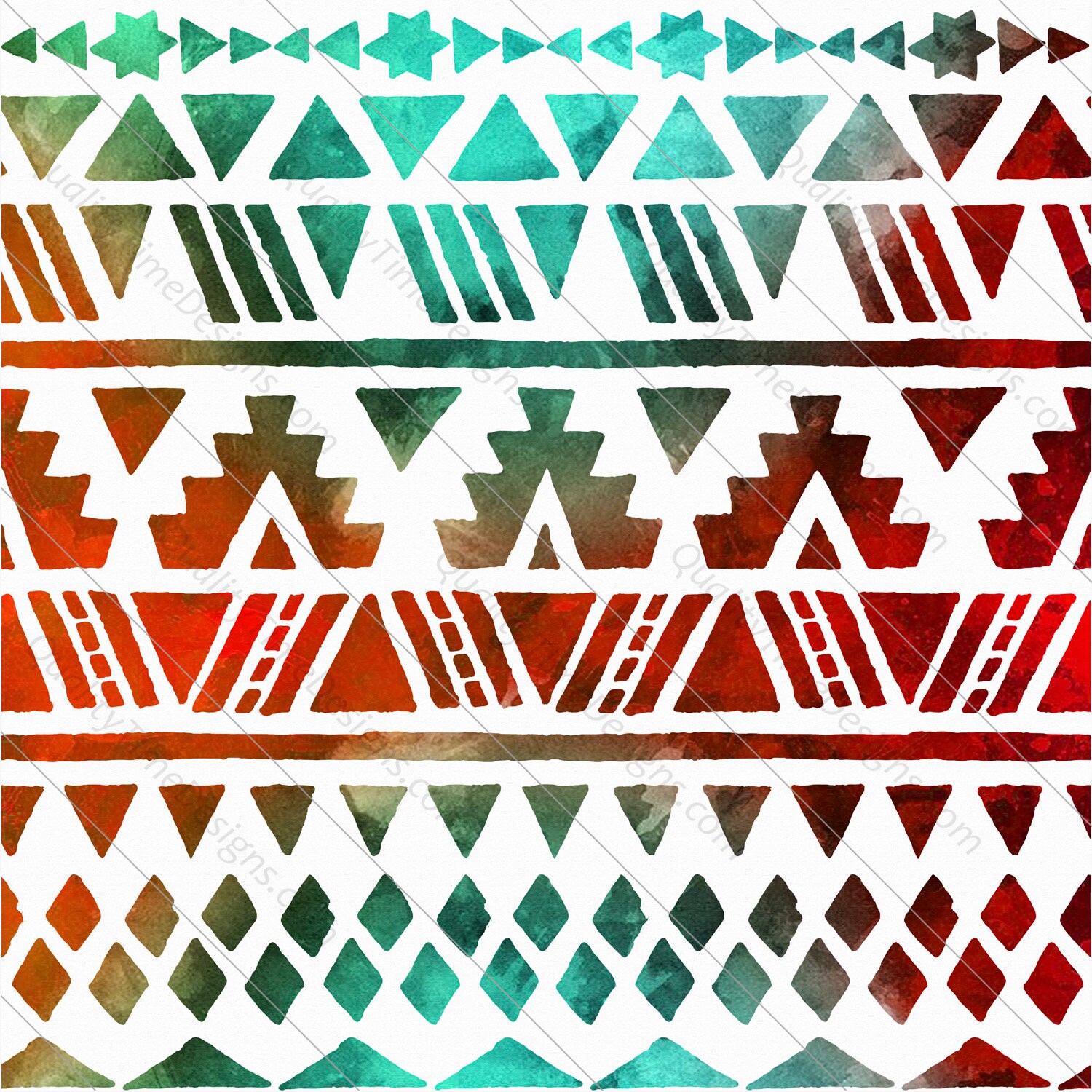 Aztec Native BOHO Watercolor Digital Wallpaper 12x12 300 dpi Etsy