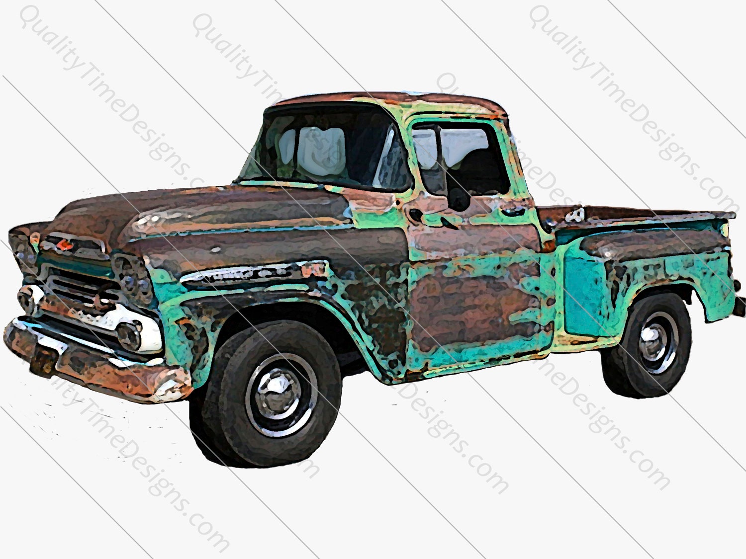 Watercolor Vintage Truck Clipart Blue Rusty Rustic Country ...