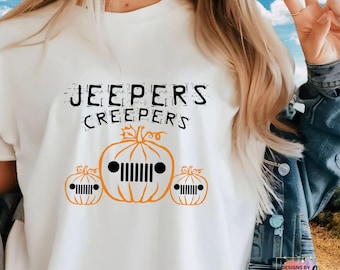 Camiseta Jeepers Creepers con calabaza, camiseta estilo Jeep para Halloween, camiseta de calabaza para otoño