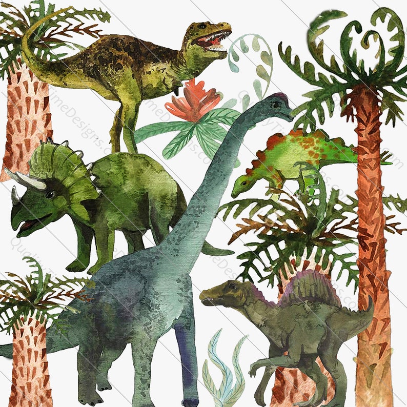 Download Watercolor Dinosaur Clipart Set Individual Png Images With Transparent Background By Quality Time Designs Clip Art Art Collectibles Kromasol Com