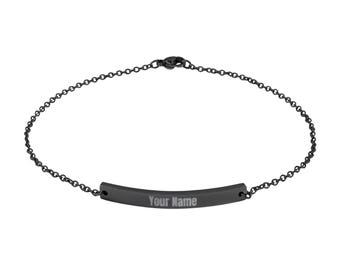 Tobillera curva personalizada / Nombre grabado, acero inoxidable PVD
