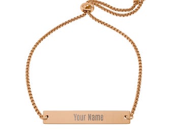 Pulsera con barra grabada personalizada / Joyería ajustable de acero inoxidable
