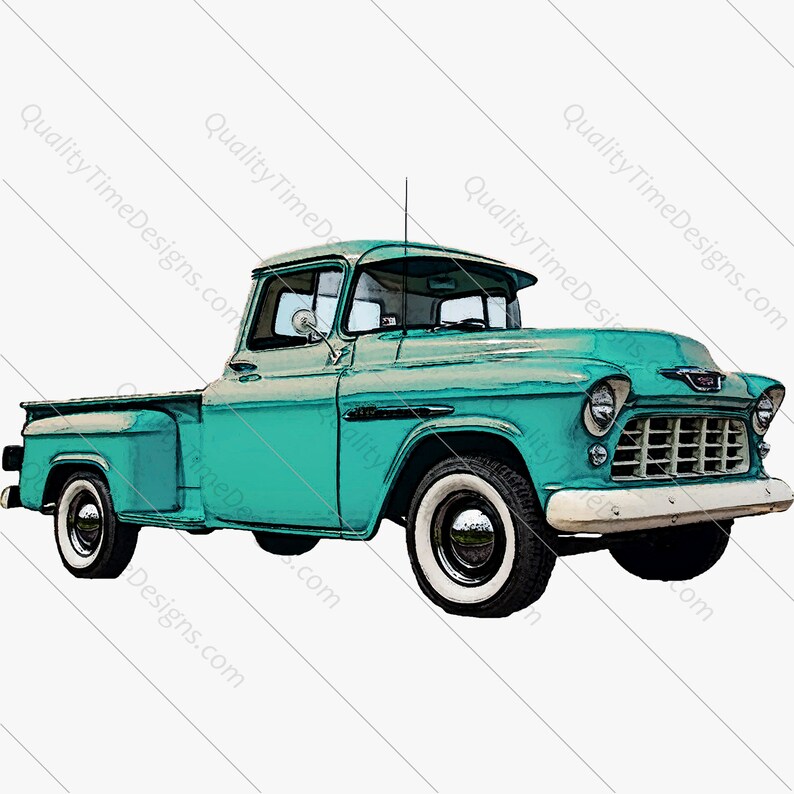BOHO Western Clipart Turquoise Chevy Truck Red Marquee Light Etsy