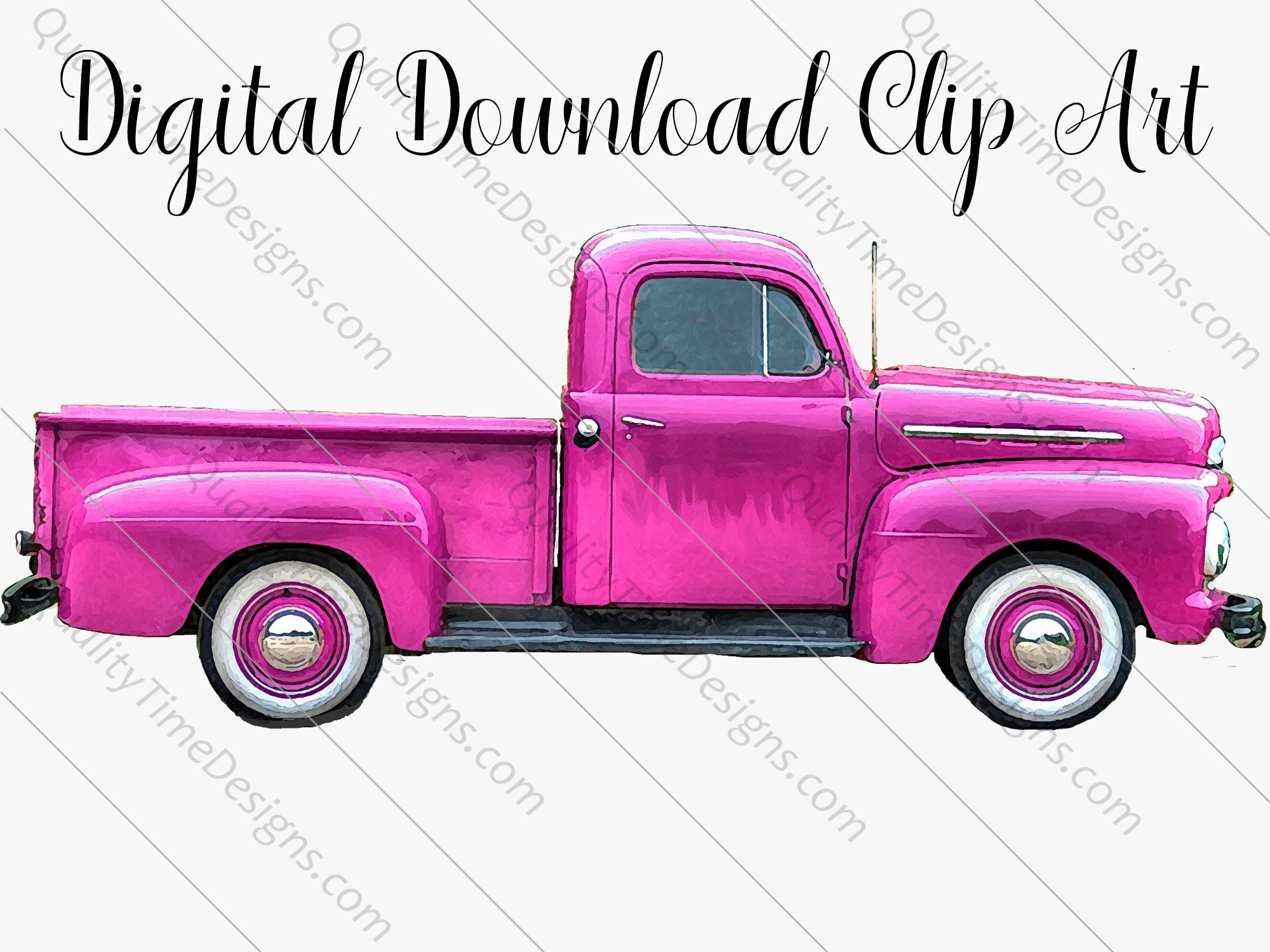 Download Pink Watercolor Vintage Truck Clipart 017 Rusty Rustic ...