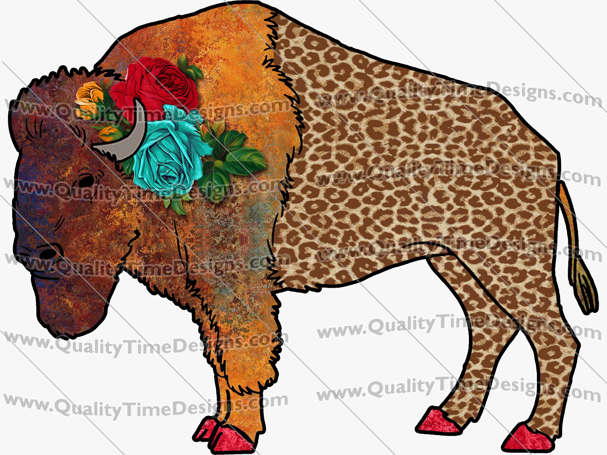 funky-watercolor-buffalo-101-clip-art-graphic-images-transparent