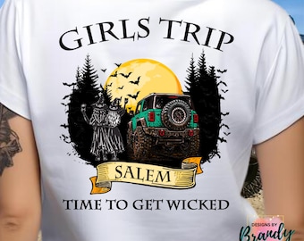 Camiseta grupal personalizada de Halloween color turquesa, camiseta Get Wicked, camiseta para eventos personalizados, camiseta para clubes de Halloween, camiseta para viajes con amigos, camiseta con bolsillo personalizada