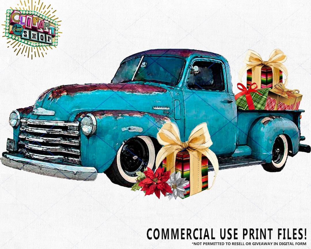 Clipart Christmas Truck Collection Vol 001 Individual Image Vintage