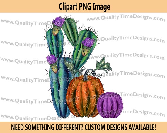 Pumpkin Cactus 101 - png clipart image - personal or commercial projects - by Quality Time Designs