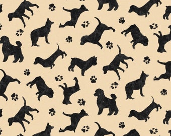 Mini dog silhouettes - Dog Fabric - Precut - Yard - Half Yard - Fat Quarter - Cotton Fabric - Quilting Fabric - Blank Quilting Company