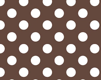Dots Fabric -  1 Yard Cut - Riley Blake Designs - Cotton Fabric - Brown Fabric