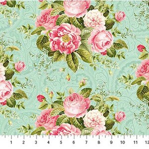 Floral Fabric - Fabric Cut -  21811 63 - Northcott Fabric - Cotton Fabric - Floral Fabric - Romantic fabric