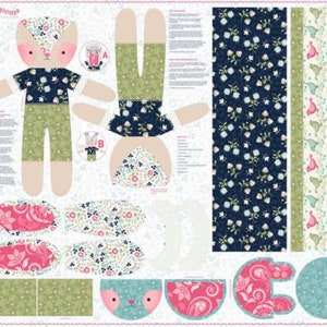 Boho Blooms - panel- Studio e Fabric - Quilting Fabric - Bunny panel fabric