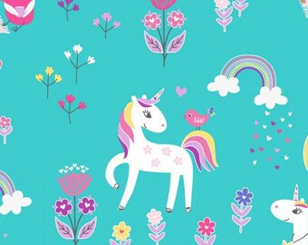 Unicorn Magic - 1 Yard Cut  - cotton fabric- quilting fabric - Fabric - Mask Fabric