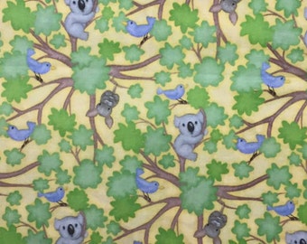 Koala  Fabric - 1 Yard Cut - Cutie Critters  Fabric - AE Nathan  Fabric - Cotton Fabric - Quilting Fabric