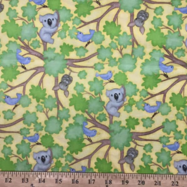 Koala  Fabric - 1 Yard Cut - Cutie Critters  Fabric - AE Nathan  Fabric - Cotton Fabric - Quilting Fabric