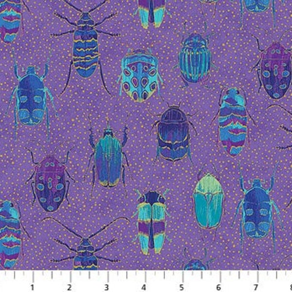 Bugs Fabric - purple multi Fabric  - Fantasia  - Cotton Fabric - purple multi Fabric - bugs fabric