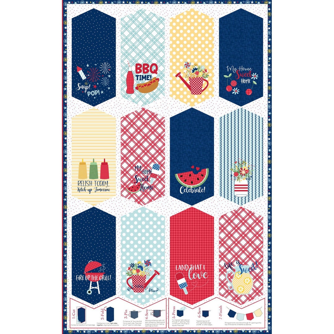 Red, White & Bloom Banner Panel Kim Christopherson, Kimberbell Graffiti