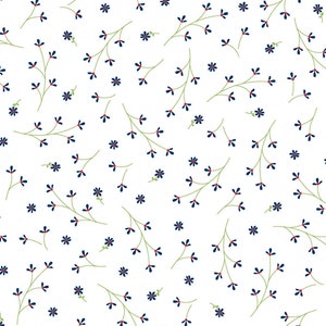 Red, White & Bloom 1 Yard Cut Kim Christopherson, KimberBell Picnic Mini Flowers White