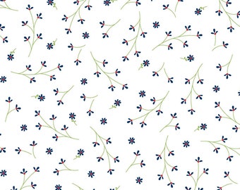 Red, White & Bloom 1 Yard Cut Kim Christopherson, KimberBell Picnic Mini Flowers White
