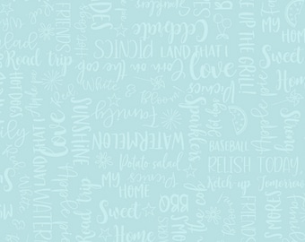 Red, White & Bloom 1 Yard Cut Kim Christopherson, KimberBell Wordy Words Aqua