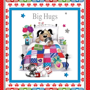 Big Hugs - 1 yard cut  - Henry Glass Fabric   - Cotton Fabric - quilting fabric - Dog Fabric