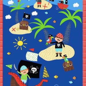 Panneau de pirate - tissu trésor carte panneau - trésor intemporel - tissu coton - garçon - Pirate