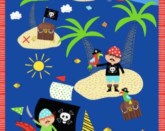 Pirate Panel - Treasure Map Panel - Timeless Treasure  - Cotton Fabric - Boy Fabric - Pirate  fabric