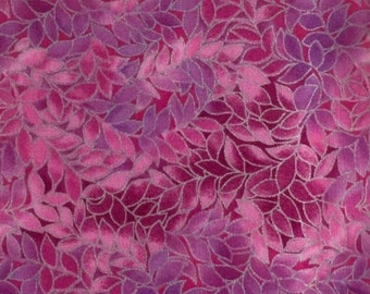 Metalic Leaves  Fabric - 1 Yard Cut - Mask Fabric - Quilting Fabric - Cotton Fabric