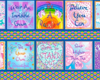 Inspiracionals Blocks  Fabric - Emelia Dreams on Fabric Cut -  Fabric - Quilting Fabric - Cotton Fabric