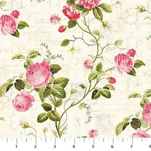 Floral Fabric - Fabric Cut -  21812 11 - Northcott Fabric - Cotton Fabric - Floral Fabric - Romantic fabric