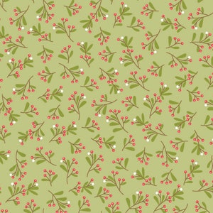 Cup of Cheer - Christmas Print - Mistletoe Green fabric - Kimberbell Fabric - Cotton Fabric - Maywood Fabric -